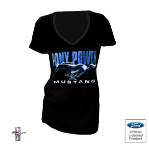 Ford-Mustang-Shop - Girls T-Shirt - black with pink Ford-Mustang Logo print - front